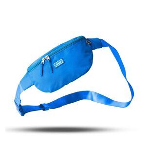 Foldie RFID Safe Blue Fanny Pack With Lockable Zipper & Cut-Resistant Strap For